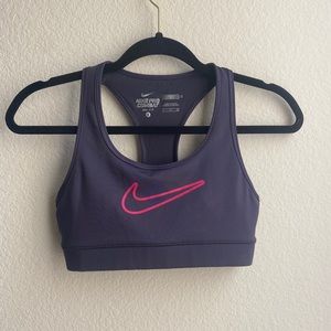 Dark Gray & Pink Nike Pro Combat Dri-Fit Sports Bra